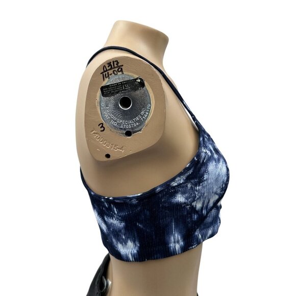 Poof Seamless Ribbed Sports Bra Strappy Back Workout Yoga Tie-Dye Blue Women S/M - Picture 3 of 7